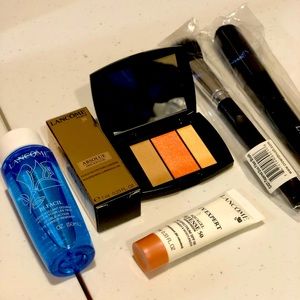 Lancôme travel makeup skin care bundle with case. Makeup remover, blush & more